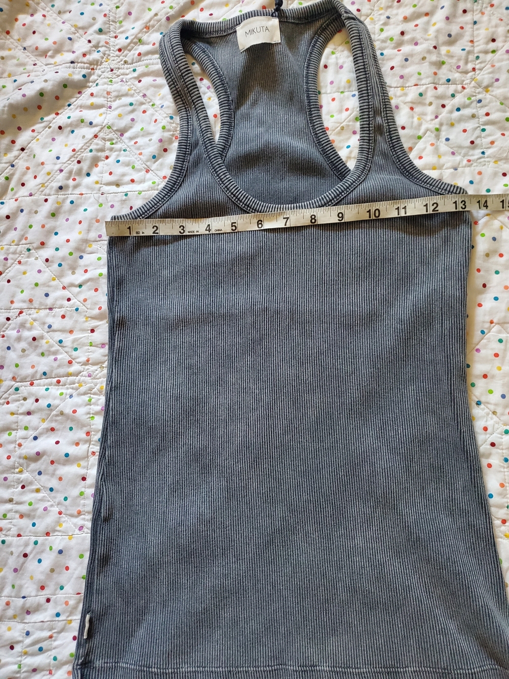 Mikuta The Dark Ribbed Grey Tank Top Size Large. - Picture 6 of 6